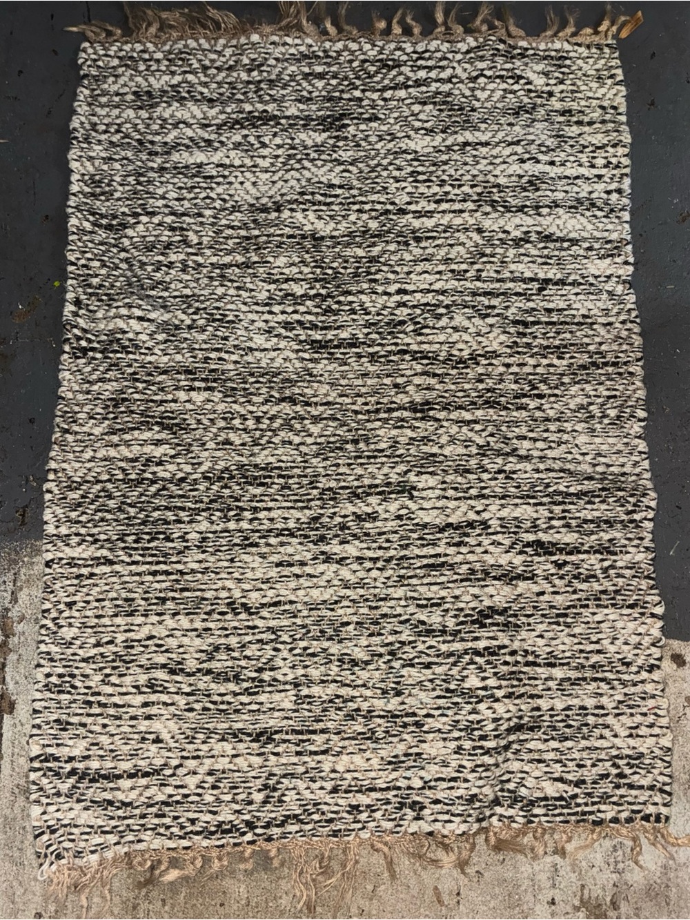 Handwoven Black & Cream Area Rug